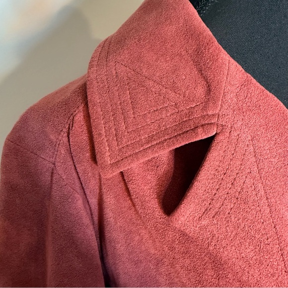 BRODKIN Vintage Burgundy Ultrasuede Microsuede Jacket Open Front Belt Large/XL - Picture 4 of 11